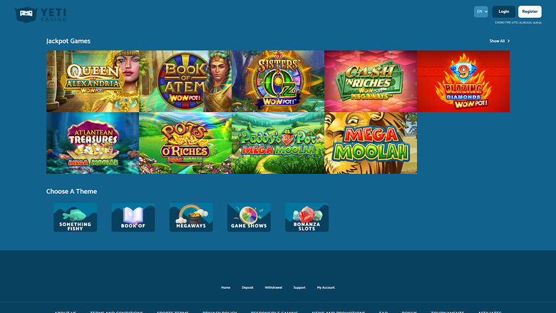 Yeti Casino — Jackpot games