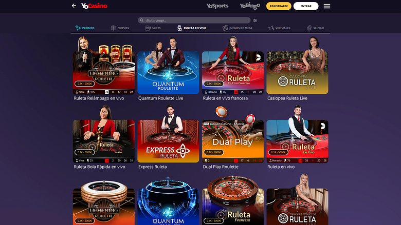 Yo Casino — Live dealer lobby