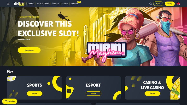 YoniBet Casino — Homepage