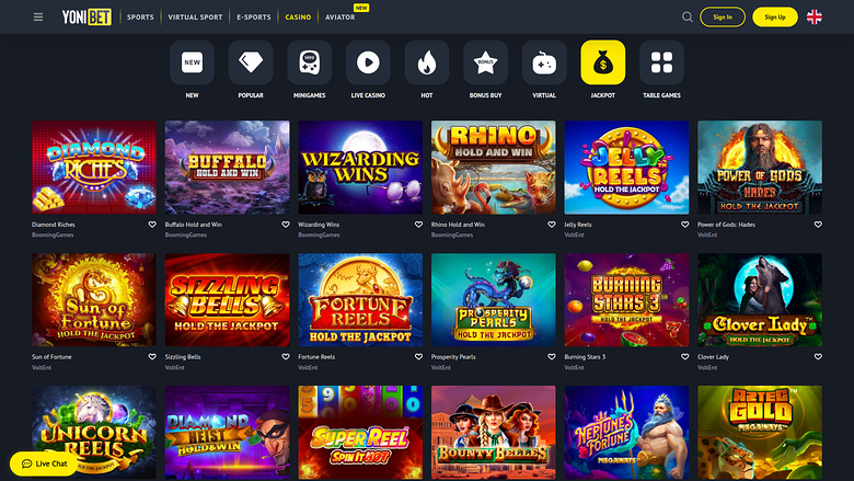 YoniBet Casino — Jackpot games