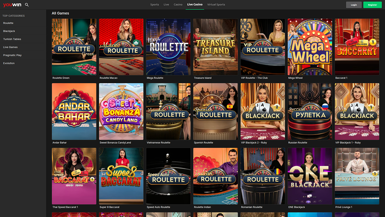 Youwin Casino — Live dealer lobby