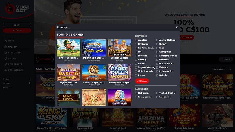 Yugibet — Jackpot games