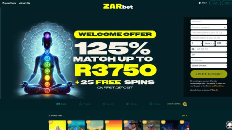 ZARbet Casino — Homepage