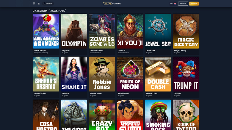Zenbetting Casino — Jackpot games
