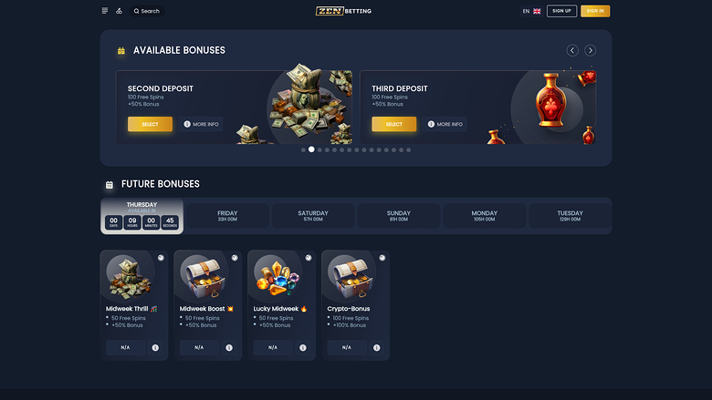 Zenbetting Casino — Promotions page
