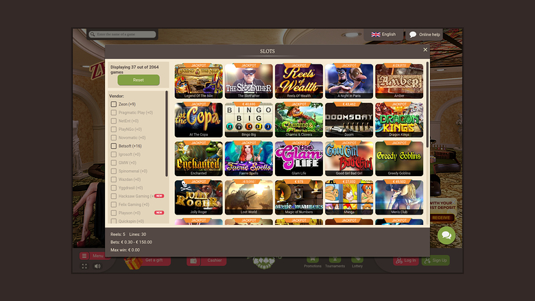 Zeon Casino — Jackpot games