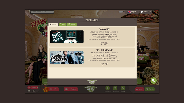 Zeon Casino — Tournaments