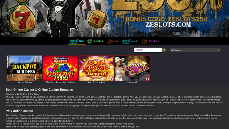 Zeslots Casino — Jackpot games