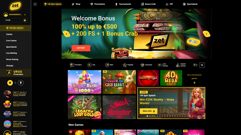 Zet Casino — Homepage