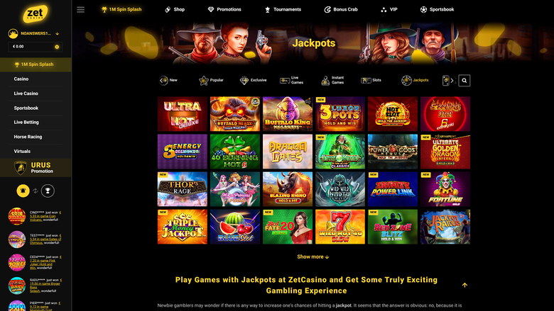 Zet Casino — Jackpot games