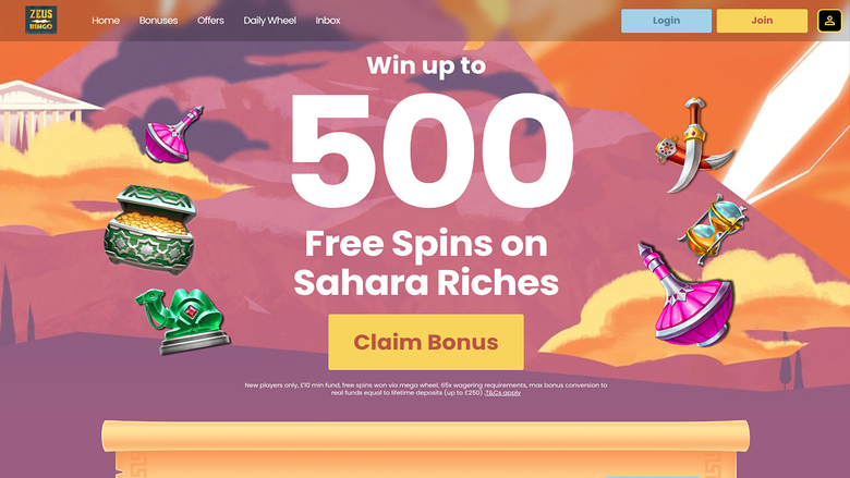 Zeus Bingo Casino — Homepage