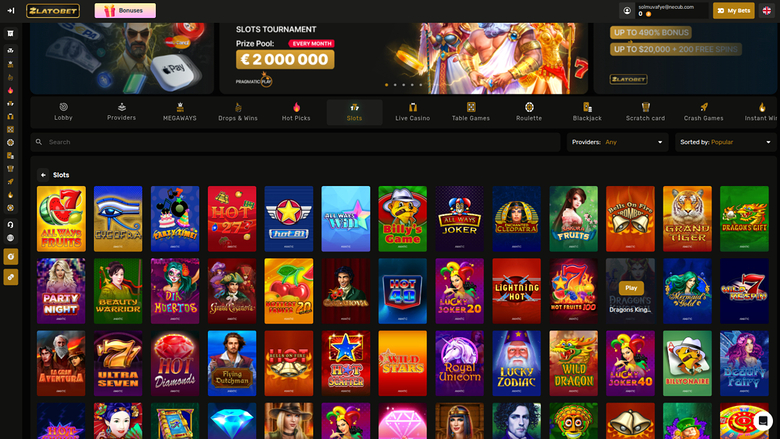 ZlatoBet Casino — Games lobby