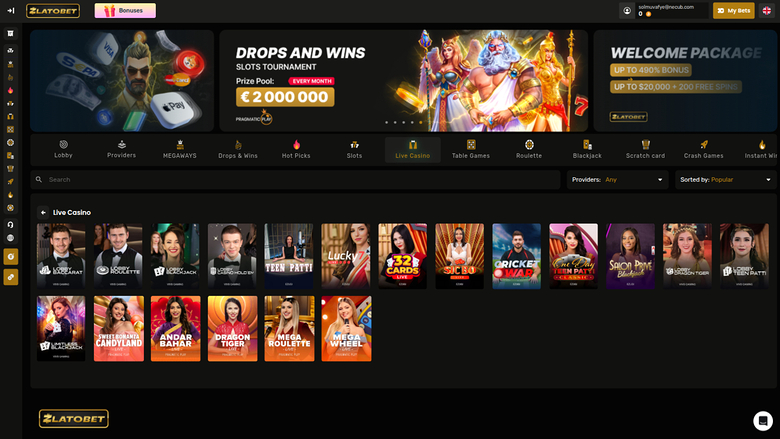 ZlatoBet Casino — Live dealer lobby