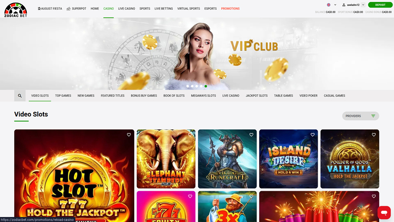 ZodiacBet Casino — Games lobby