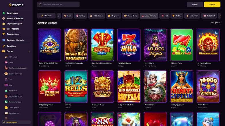 Zoome Casino — Jackpot games