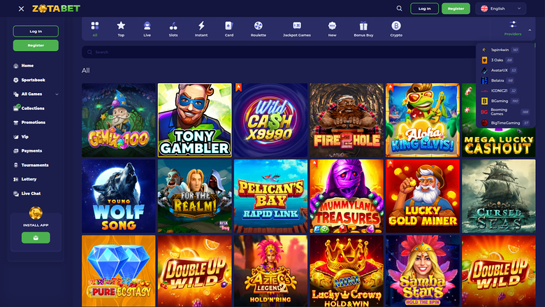 ZotaBet Casino — Games by studio