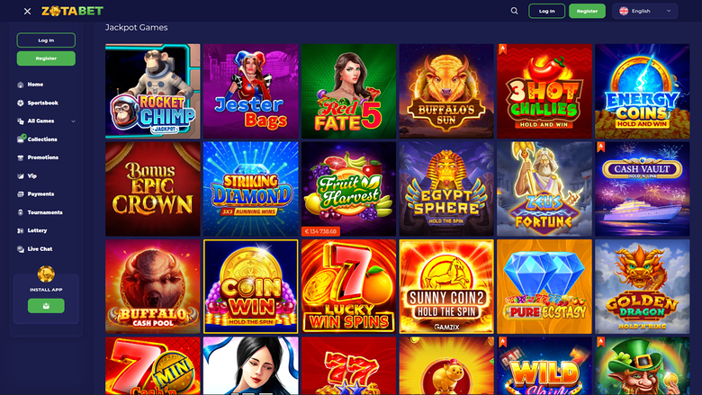 ZotaBet Casino — Jackpot games