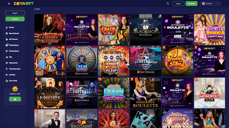 ZotaBet Casino — Live dealer lobby