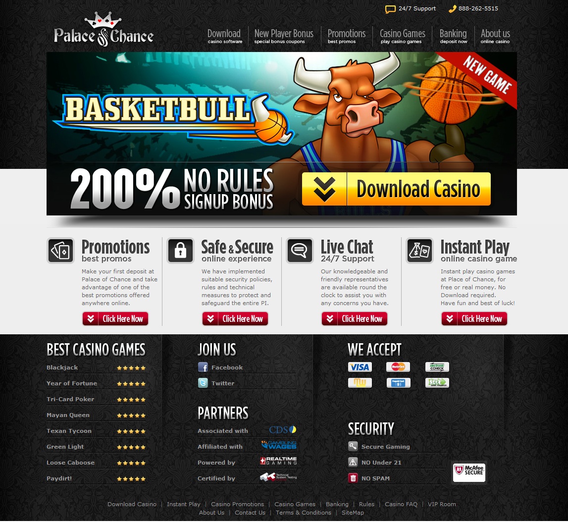 Palace of Chance Casino No deposit bonus codes RTG Casino