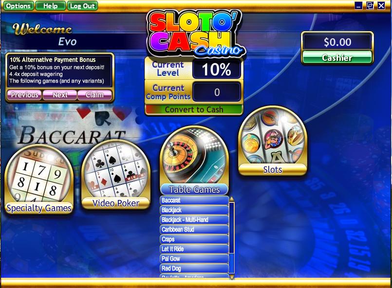 Sloto Cash Casino Lobby