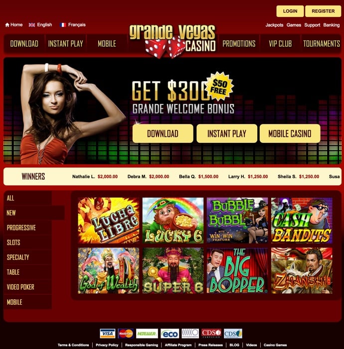Grande Vegas Casino $100 No Deposit Bonus Codes