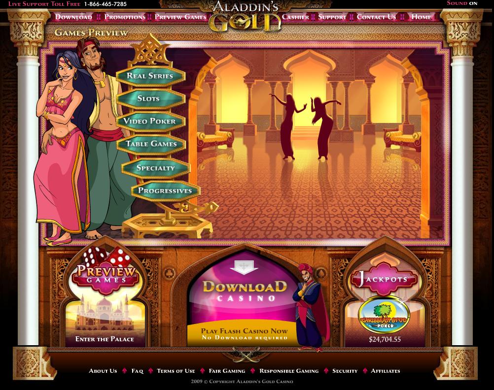 Aladdins Gold Casino No deposit bonus RTG Casino