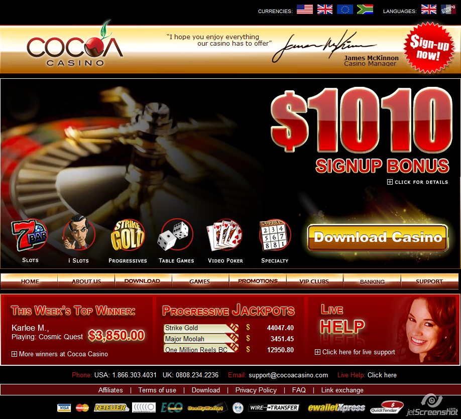 Cocoa Casino 10 No deposit bonus