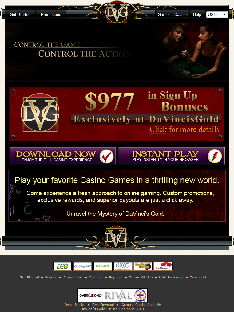 DaVinci's Gold Casino No deposit bonus Blog