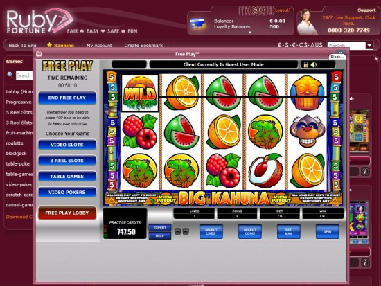 ruby fortune casino games