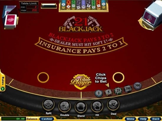 club player casino blackjack