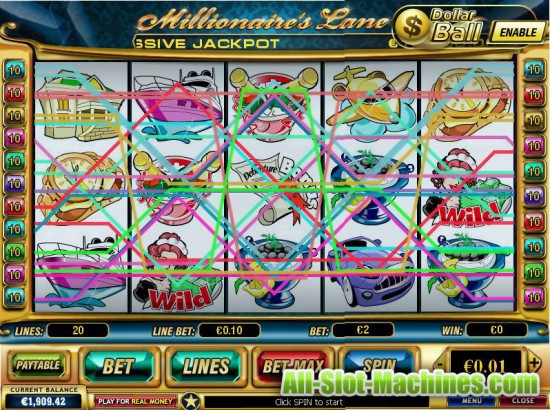 millionaires lane video slot