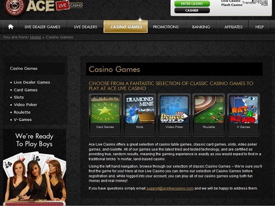 ace live casino lobby