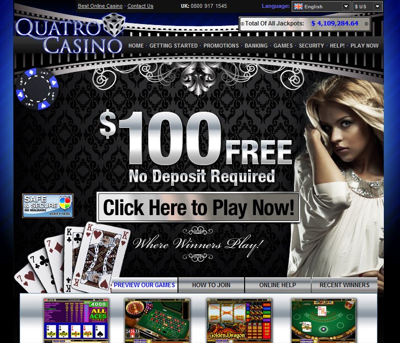Quatro casino 100 free games