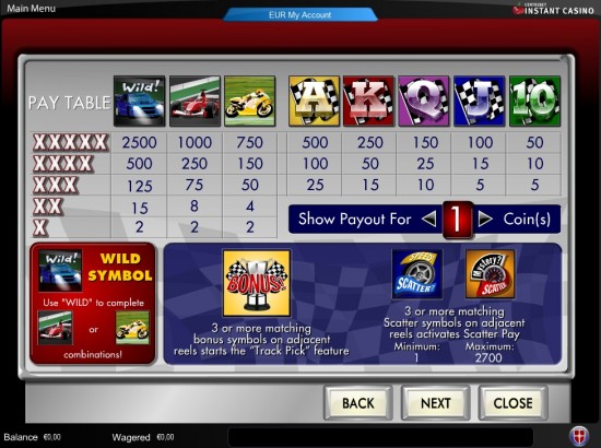 fast track slot machine