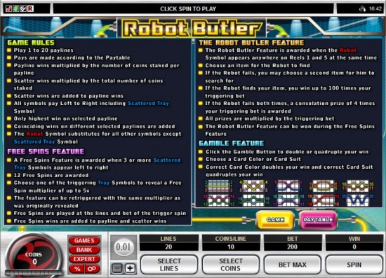 robot butler video slot