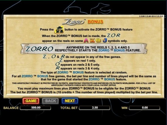 zorro video slot