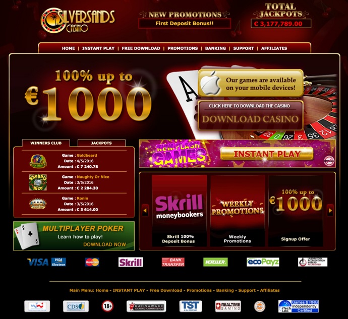 Silversands casino no deposit bonus codes