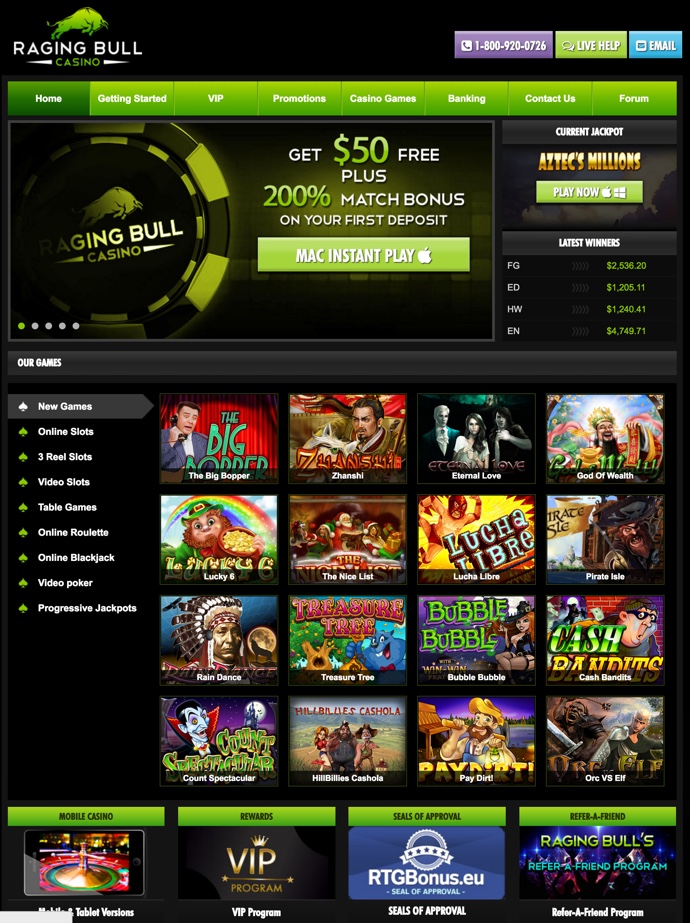 Raging Bull Casino review | No deposit bonus Blog