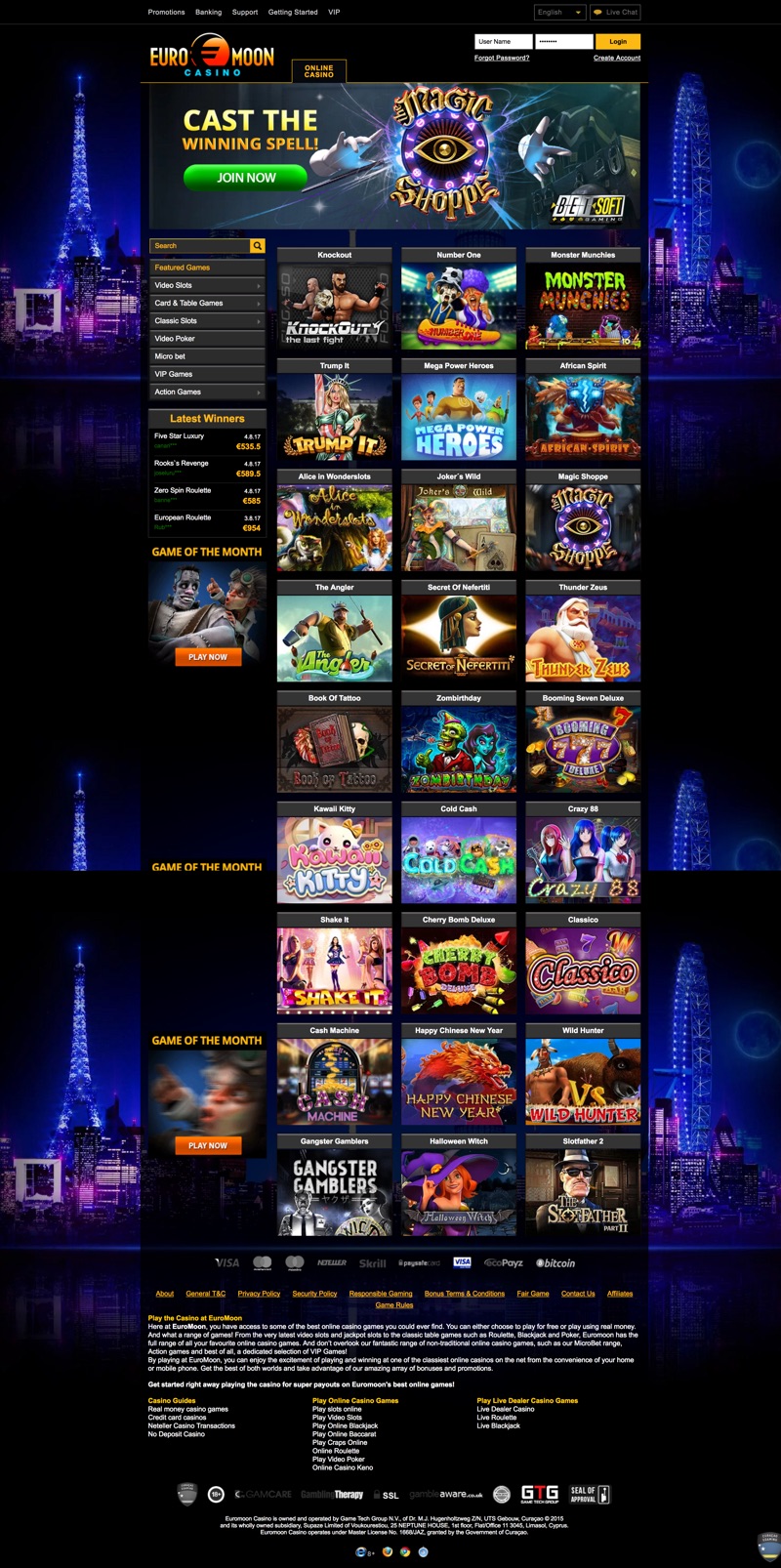 Euromoon casino login