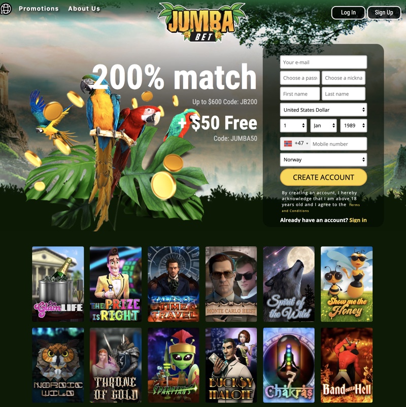 jumba bet casino no deposit bonus codes